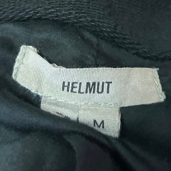 Helmut Lang Black Faux Leather Long Sleeve Collar Zip Motorcycle Coat Jacket M - Picture 4 of 5